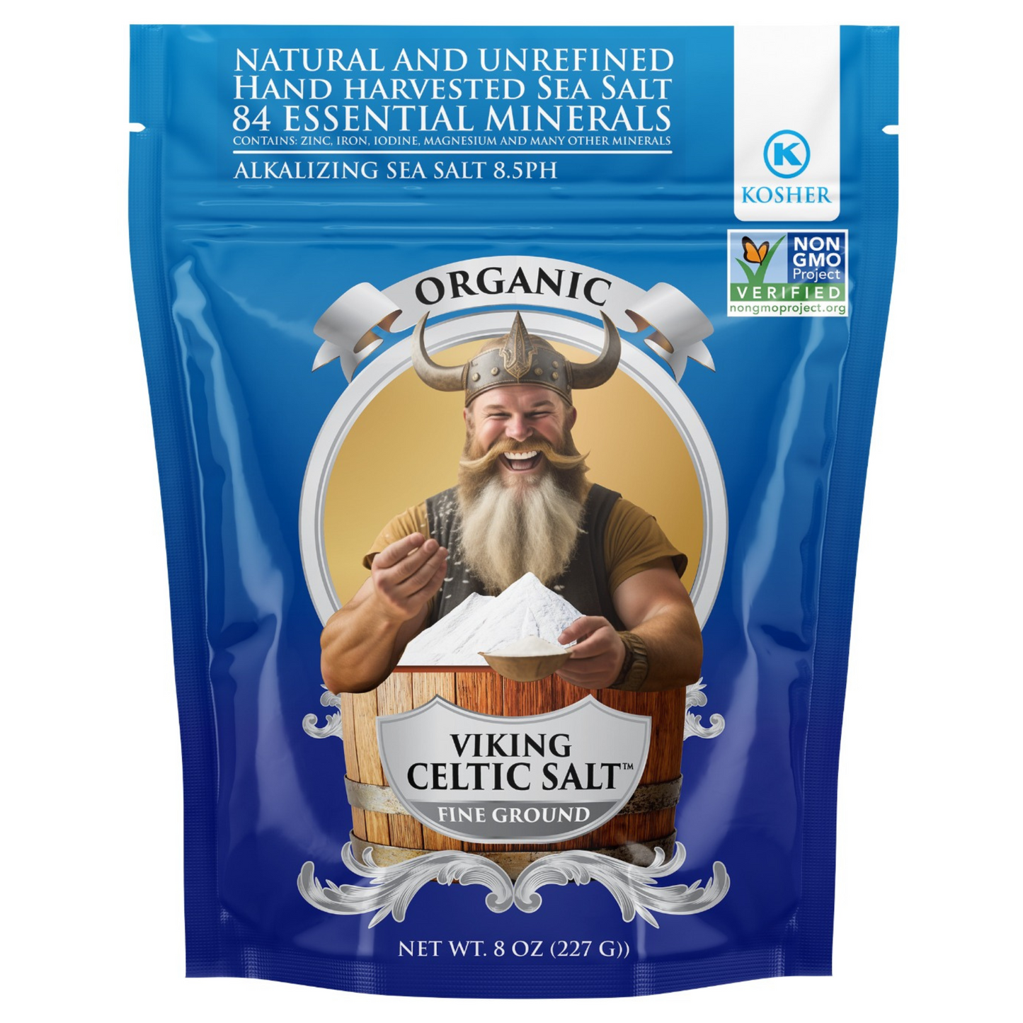 Celtic Salt by Viking 8oz Organic Kosher Sea Salt 84 Essential Minerals